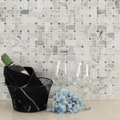MSI Calacatta Cressa Basket Weave 12 In. X 12 In. X 10 Mm Honed Marble Mesh-Mounted Mosaic Tile (10 Sq. Ft. / Case) -Household Items Sales b313a8620516b63cc254310138a2444b 1800x1800