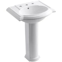 KOHLER Devonshire Vitreous China Pedestal Combo Bathroom Sink In White With Overflow Drain