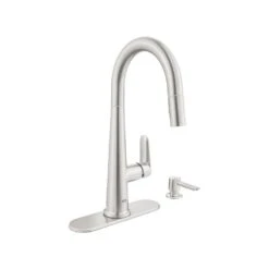 Veletto Single-Handle Pull-Down Dual Sprayer Kitchen Faucet With Soap Dispenser In SuperSteel InfinityFinish