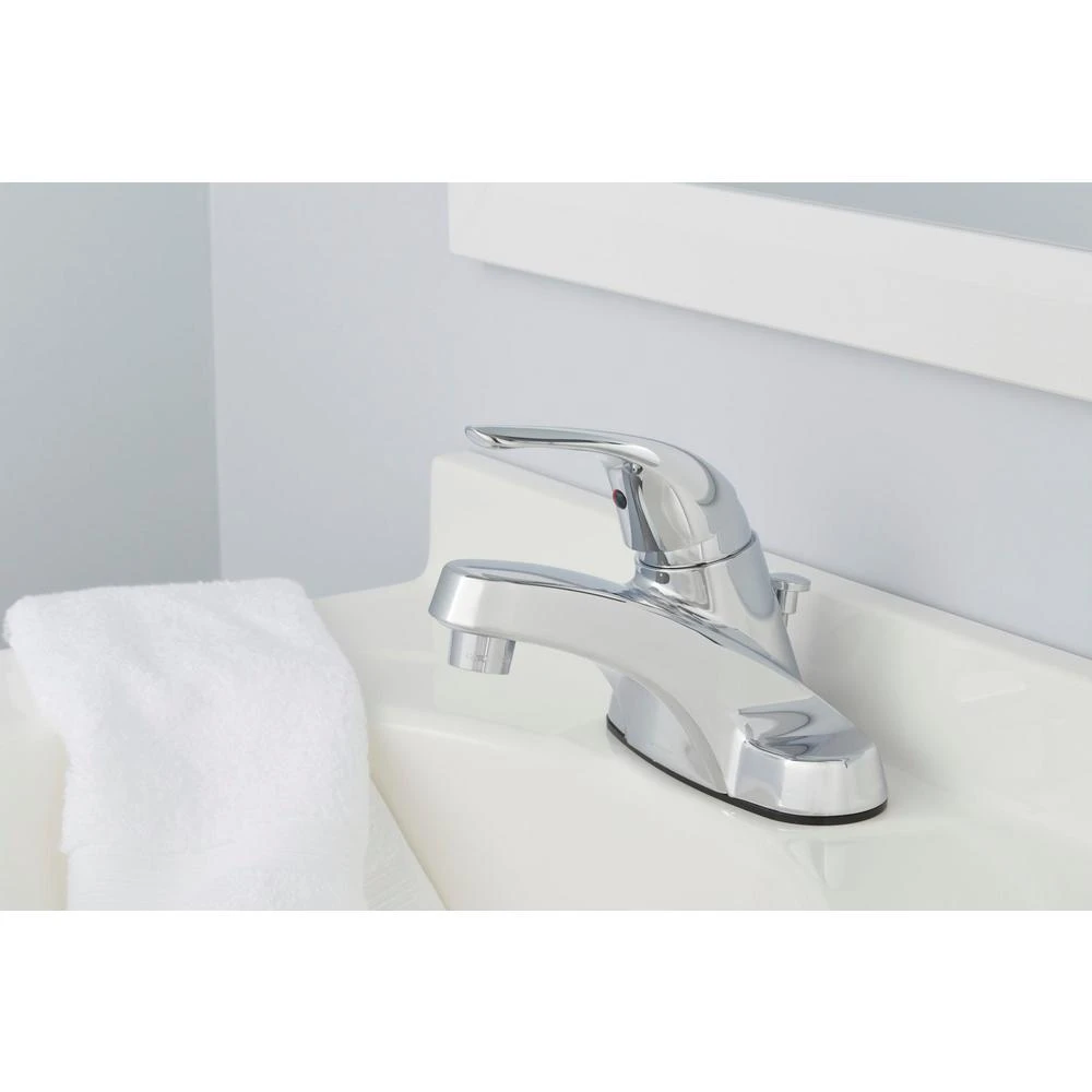 Aragon 4 In. Centerset Single-Handle Low-Arc Bathroom Faucet In Chrome 4 Aragon 4 In. Centerset Single-Handle Low-Arc Bathroom Faucet In Chrome - Image 2