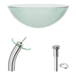 VIGO Glass Vessel Bathroom Sink In Clear Crystalline Glass With Waterfall Faucet Set In Brushed Nickel -Household Items Sales bd8a2ede6dd29e105e4f211fbede1435 1800x1800