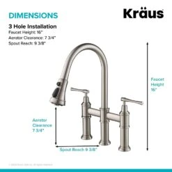 Allyn Transitional 2-Handle Bridge Kitchen Faucet With Pull-Down Sprayhead In Spot Free Stainless Steel -Household Items Sales be0d39a8599277d6314ba2664ad8a5b0 1800x1800