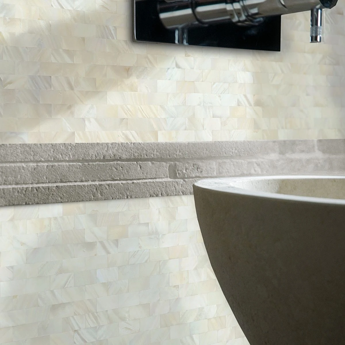 Bond Tile Easy Luxe Mother Of Pearl Brick 11.31 In. X 11.81 In. Peel And Stick Tile (0.92 Sq. Ft. / Sheet) 6 Bond Tile Easy Luxe Mother Of Pearl Brick 11.31 In. X 11.81 In. Peel And Stick Tile (0.92 Sq. Ft. / Sheet) - Image 4