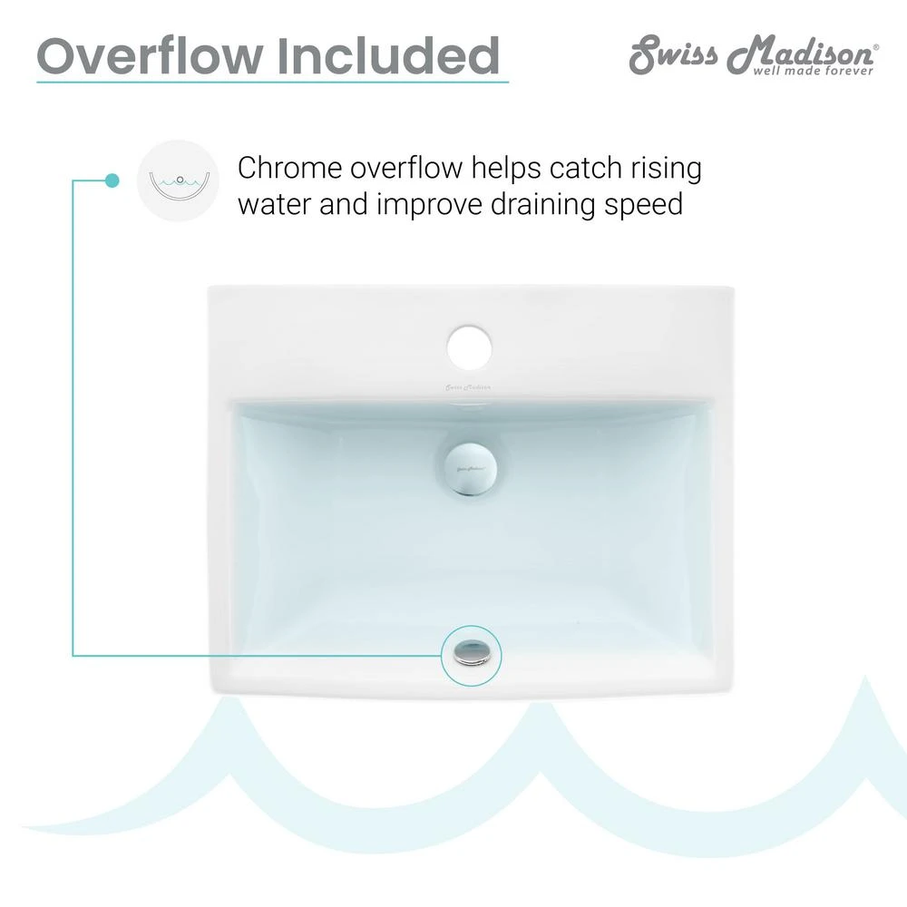 Swiss Madison Sublime Compact Ceramic Wall Hung Sink In White 10 Swiss Madison Sublime Compact Ceramic Wall Hung Sink In White - Image 8