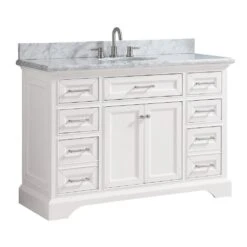 Windlowe 49 In. W X 22 In. D X 35 In. H Bath Vanity In White With Carrera Marble Vanity Top In White With White Sink -Household Items Sales c365a18aaf76c00cc903bede412f5bba 1800x1800