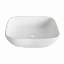 KRAUS Elavo Soft Square Ceramic Vessel Bathroom Sink In White