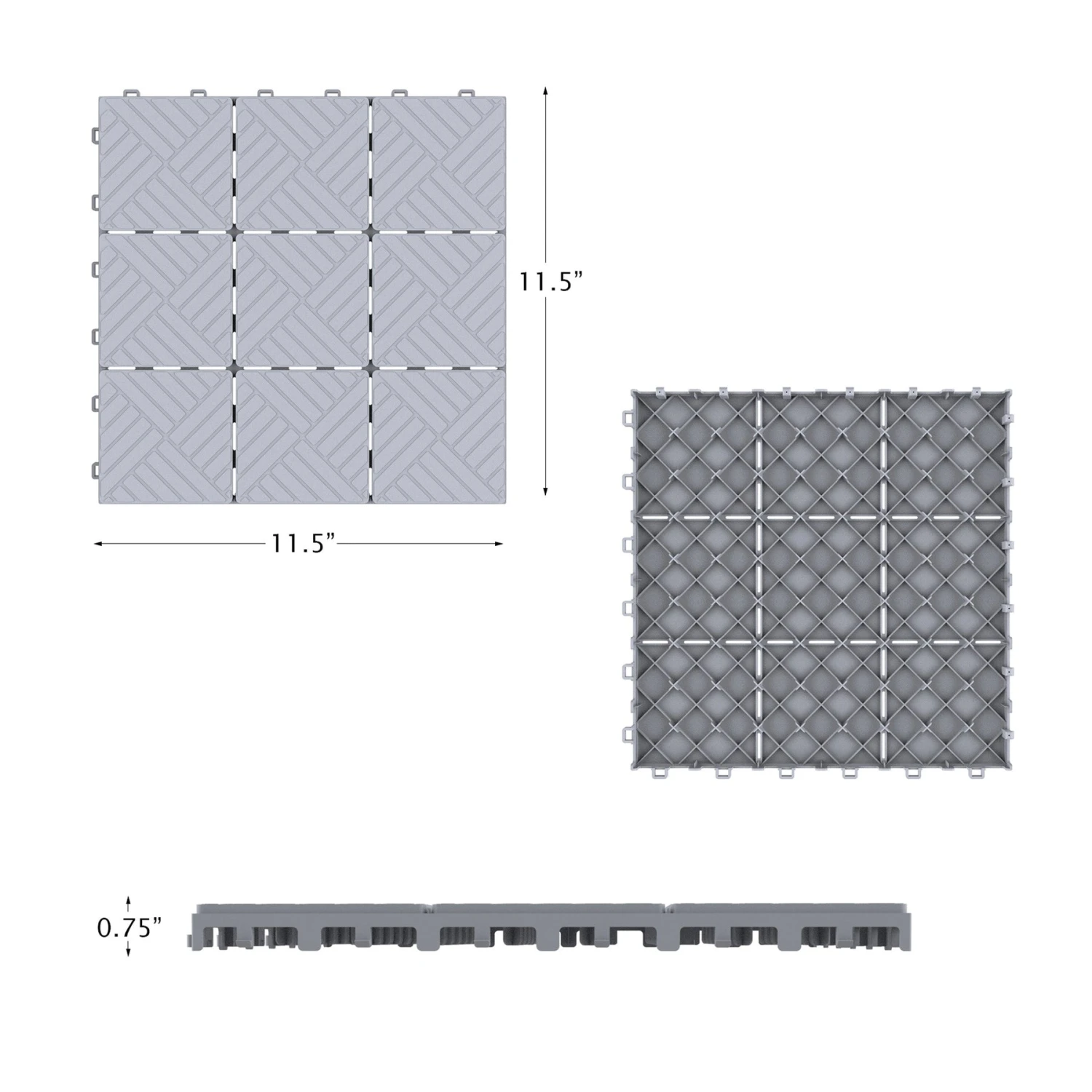 Pure Garden Patio And Deck Tiles, Polypropylene, Anti-Slip, Grey Set Of 6 4 Pure Garden Patio And Deck Tiles, Polypropylene, Anti-Slip, Grey Set Of 6 - Image 2