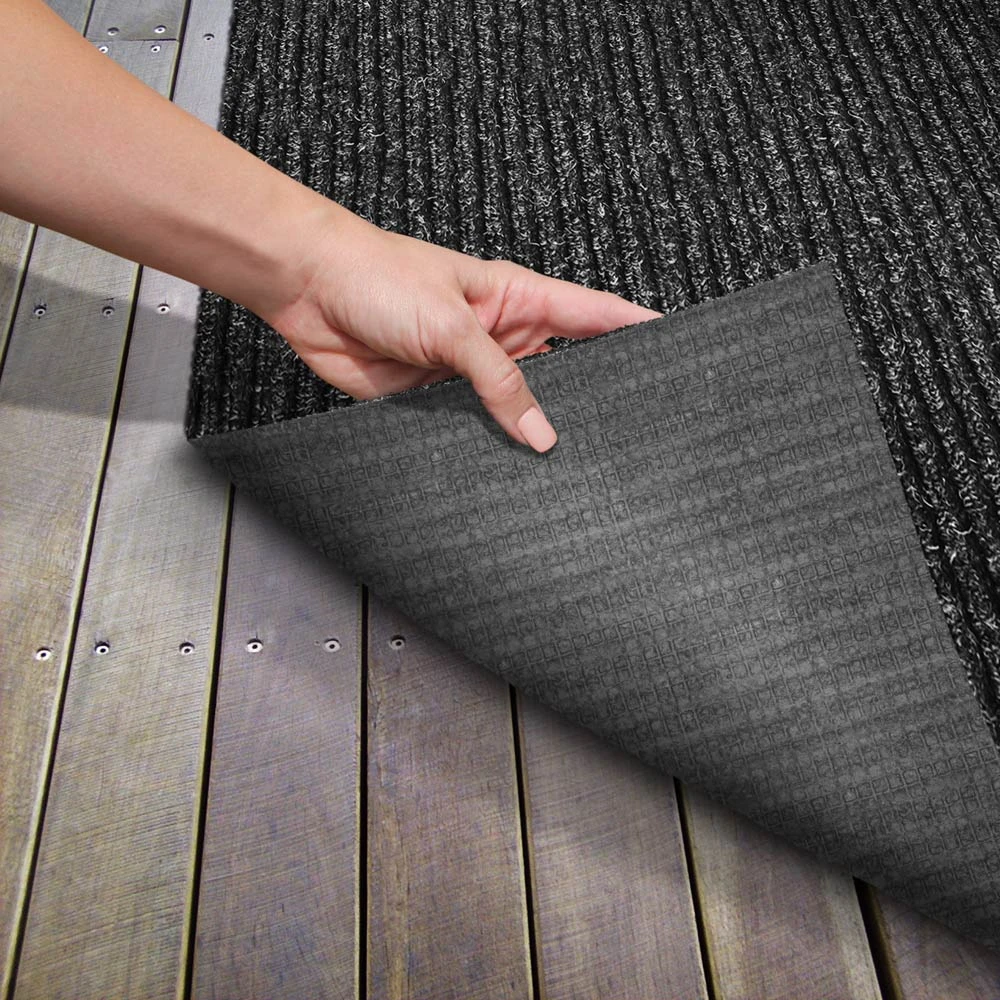 Heavy-Duty Ribbed Indoor/Outdoor Carpet With Rubber Marine Backing - Charcoal Black 6' X 10' - Several Sizes Available - Carpet Flooring For Patio, Porch, Deck, Boat, Basement Or Garage 4 Heavy-Duty Ribbed Indoor/Outdoor Carpet With Rubber Marine Backing - Charcoal Black 6' X 10' - Several Sizes Available - Carpet Flooring For Patio, Porch, Deck, Boat, Basement Or Garage - Image 2