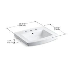 KOHLER Archer 20-7/16 In. Vitreous China Pedestal Sink Basin In White With Overflow Drain -Household Items Sales dae74decba1c14ca6736865a46d21270 1800x1800