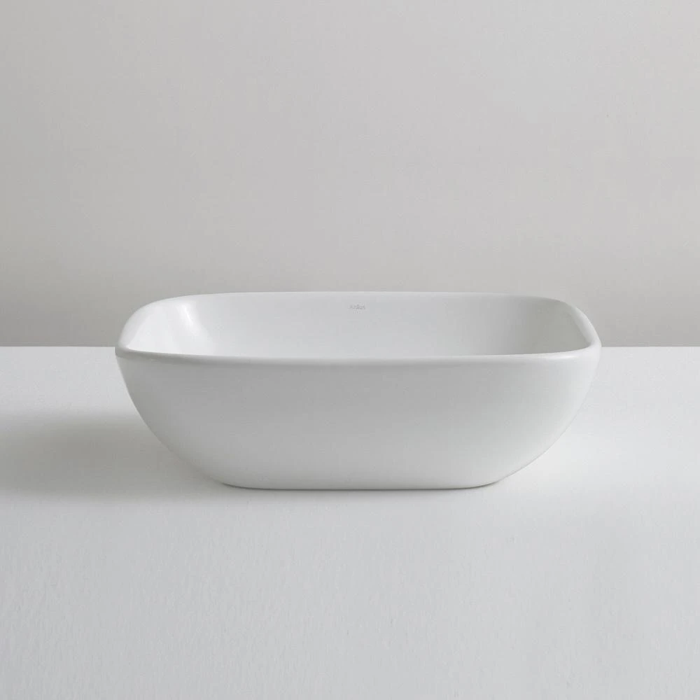 KRAUS Elavo Soft Square Ceramic Vessel Bathroom Sink In White 10 KRAUS Elavo Soft Square Ceramic Vessel Bathroom Sink In White - Image 8