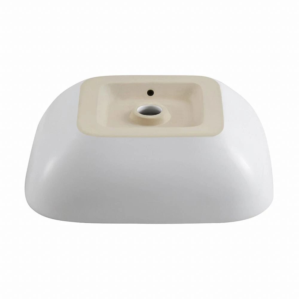 KRAUS Elavo Soft Square Ceramic Vessel Bathroom Sink In White 8 KRAUS Elavo Soft Square Ceramic Vessel Bathroom Sink In White - Image 6