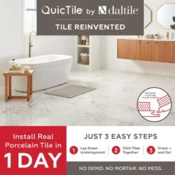Daltile QuicTile 12 In. X 24 In. Enchanting Marble Matte Porcelain Locking Floor Tile (9.6 Sq. Ft. / Case) 28 Daltile QuicTile 12 In. X 24 In. Enchanting Marble Matte Porcelain Locking Floor Tile (9.6 Sq. Ft. / Case) -Household Items Sales dfed58ea16cdadbc304c5ee9a9004e67 76c06731 ffac 4623 8c71 bd6aa61f388c 1800x1800