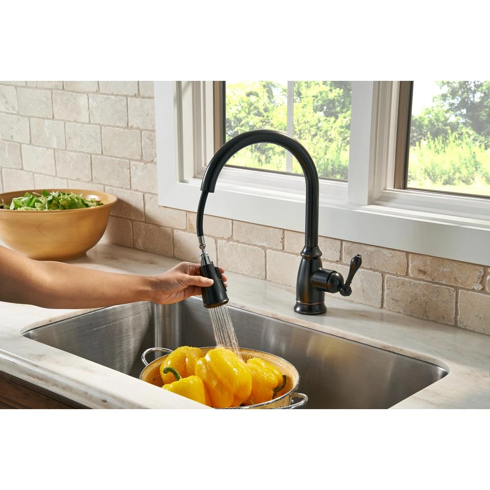 Canton Single-Handle Pull-Down Sprayer Kitchen Faucet In Tuscan Bronze 9 Canton Single-Handle Pull-Down Sprayer Kitchen Faucet In Tuscan Bronze - Image 7