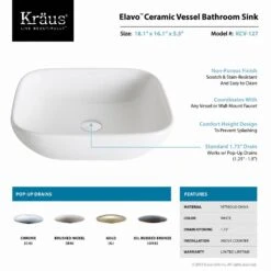 KRAUS Elavo Soft Square Ceramic Vessel Bathroom Sink In White 17 KRAUS Elavo Soft Square Ceramic Vessel Bathroom Sink In White -Household Items Sales e7ded71e2782b96173a2d7a6aeb4a574 1800x1800
