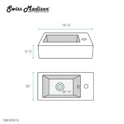 Swiss Madison Voltaire 19.5 In. X 10 In. Rectangular Ceramic Wall Hung Vessel Sink With Right Side Faucet Mount In White -Household Items Sales ea41e7edee718f4a852f94334de92345 1800x1800