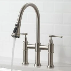 Allyn Transitional 2-Handle Bridge Kitchen Faucet With Pull-Down Sprayhead In Spot Free Stainless Steel -Household Items Sales ed5d2fc28d60377f8f344249f3512300 1800x1800