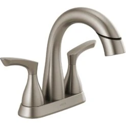 Broadmoor 4 In. Centerset 2-Handle Pull-Down Spout Bathroom Faucet In SpotShield Brushed Nickel