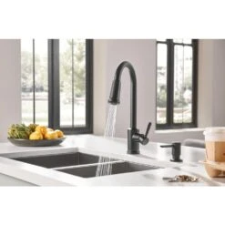 Indi Single-Handle Pull-Down Sprayer Kitchen Faucet With Reflex And Power Clean In Matte Black -Household Items Sales f59518c81254c78b907afc321f62757f 1800x1800