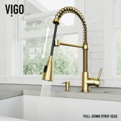 Brant Single-Handle Pull-Down Sprayer Kitchen Faucet With Soap Dispenser In Matte Gold -Household Items Sales f5e84908786b85f4b792abde76149335 1800x1800