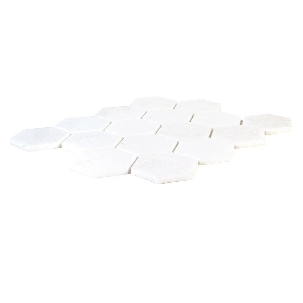 Jeffrey Court Dream Hex White 10.875 In. X 9.5 In. X 8 Mm Honed Natural Stone Mosaic Floor And Wall Tile 6 Jeffrey Court Dream Hex White 10.875 In. X 9.5 In. X 8 Mm Honed Natural Stone Mosaic Floor And Wall Tile - Image 4