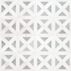 MSI Geometrica 12 In. X 12 In. X 10mm Bianco Dolomite Polished Marble Mesh-Mounted Mosaic Tile (10 Sq. Ft. / Case)
