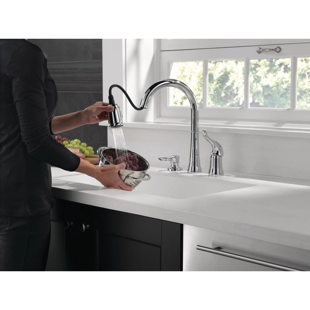 Kate Single-Handle Pull-Down Sprayer Kitchen Faucet With MagnaTite Docking And Soap Dispenser In Chrome 4 Kate Single-Handle Pull-Down Sprayer Kitchen Faucet With MagnaTite Docking And Soap Dispenser In Chrome - Image 2