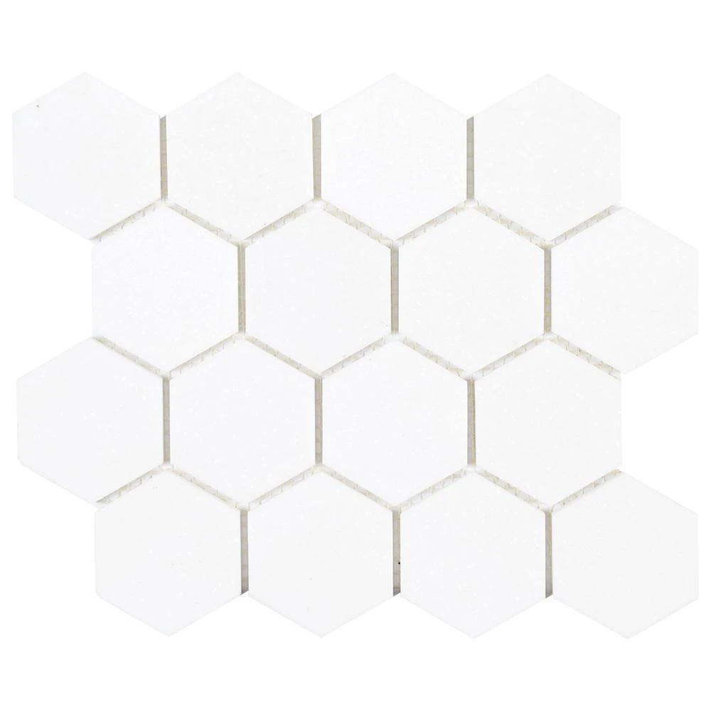 Jeffrey Court Dream Hex White 10.875 In. X 9.5 In. X 8 Mm Honed Natural Stone Mosaic Floor And Wall Tile 5 Jeffrey Court Dream Hex White 10.875 In. X 9.5 In. X 8 Mm Honed Natural Stone Mosaic Floor And Wall Tile - Image 3