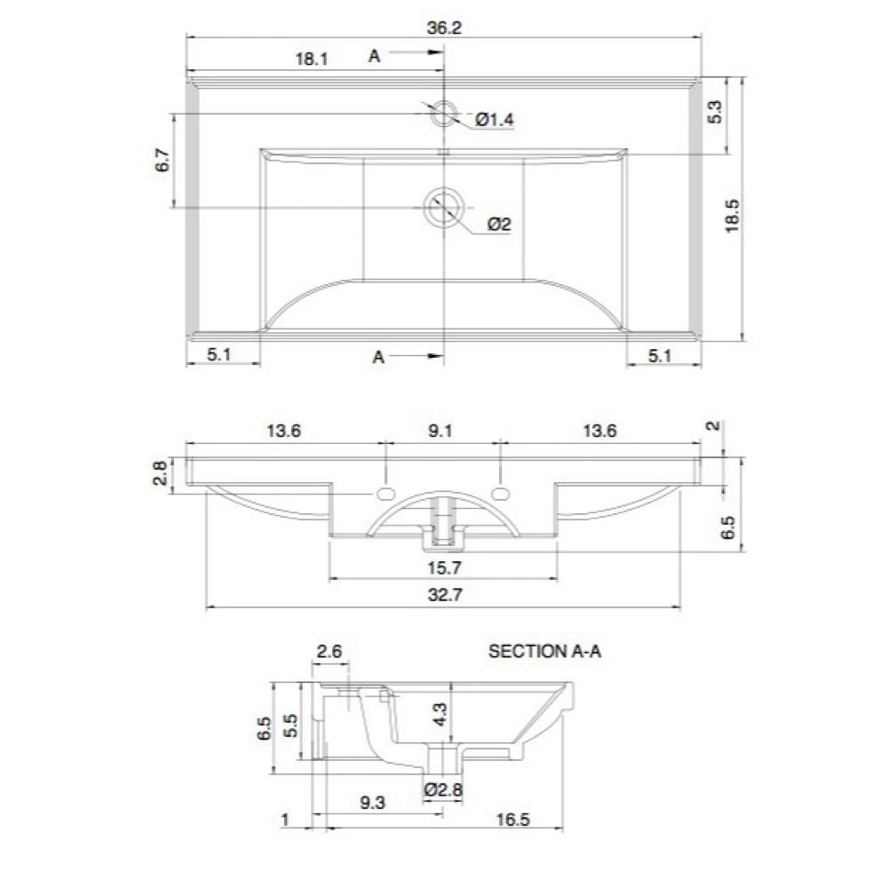 Nameeks ML Wall Mounted Bathroom Sink In White 5 Nameeks ML Wall Mounted Bathroom Sink In White - Image 3